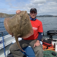 15 Will Parkinson with a 22lb Blonde Ray caught during the Salcombe Small boats Festival