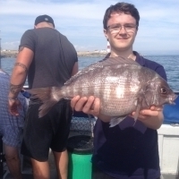 Alex Dunnely with a bream of 3lb 10oz caught on Colin Bakers boat, Sally Ann Jo our of Weymouth.