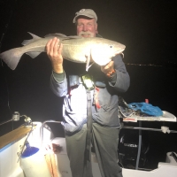 John Pinch out on his own boat Roxy Lady out of Cardiff Bay yacht club caught his first cod of the season a nice 10lber on a squid and rag wrap