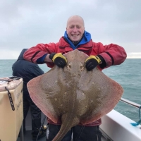A monster blonde ray for Nigel Mcloughlin on Meerkat Charters it was a touch over the 30lb mark