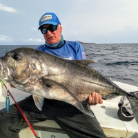 Michael Wallis with a 55lb GT caught in Madagascar last week speed jigging with Mustad Hoodlum hooks