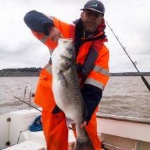 Andrew Griffiths caught this fine specimen bass of 13lb 8oz (82cm).The fish was caught on the Cardiff foreshore area then returned alive. He caught it on his Arvor Kats Whiskers, which he co owns with Paul Sutton