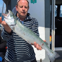 Kevin Turner with a sea trout caught on OUr Joe L from Paignton