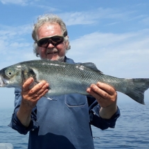 Peter Welford caught this fine bass on his boat Sailor. It wsas hooked on a wreck off Hastings.