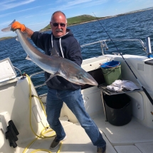 Steve Denning caught this 40lb tope at worms head west wales on his own boat lady Audrey he’s from Cardiff Bay Yacht Club