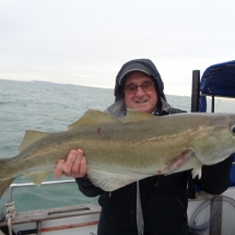 13lb4oz pollack caught on squid whilst cod fishing on Tempus Fugit out from Chichester harbour by Roger Clarke skippered by Dale Ford