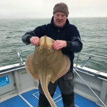 Not a bad start for Ian who lands a 20lb blonde Ray, on Mistress Linda from Poole
